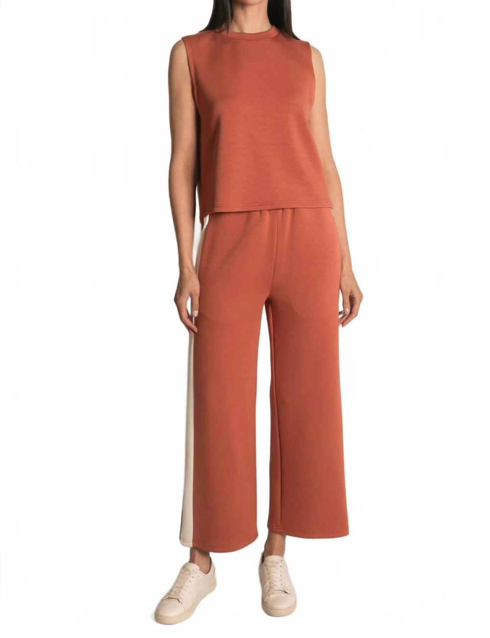NEW P.CILL butter modal single side stripe pants in dusty rose